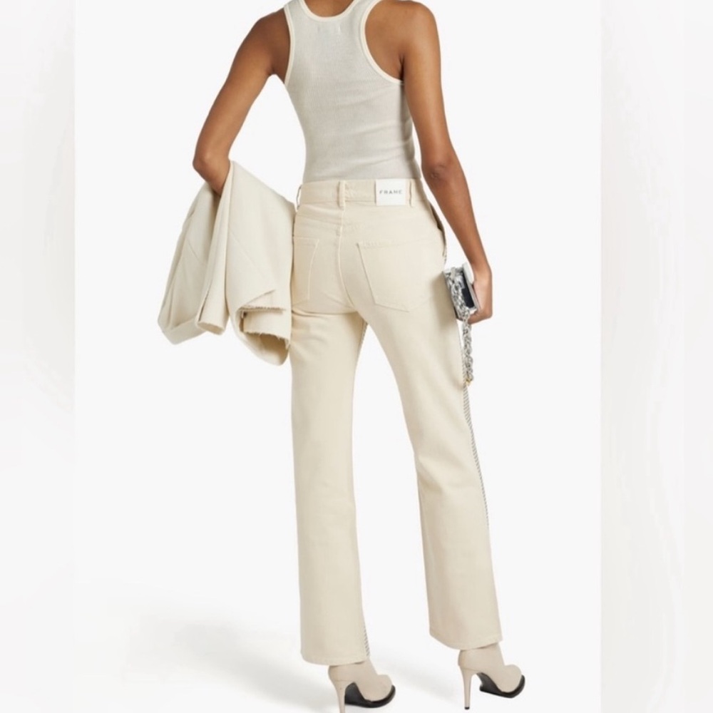 FRAME Denim Le Jane High Rise Straight Studded Trouser Jeans Au Natural 27 - Picture 5 of 5